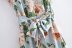 lace-up sleeveless lapel long flower print dress NSAM131291