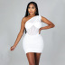 tight slanted shoulder sleeveless backless solid color mesh dress NSZH131314