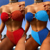 tube top high waist stitching color matching bikini two-piece set NSCSM131370