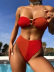 conjunto de dos piezas de bikini a juego de color con costuras de cintura alta y parte superior de tubo NSCSM131370