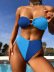 conjunto de dos piezas de bikini a juego de color con costuras de cintura alta y parte superior de tubo NSCSM131370