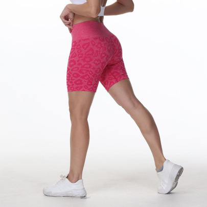 Hip-lifting High-elastic High Waist Tight Leopard Print Yoga Shorts NSXER131273