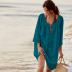 loose long sleeve lace-up solid color beach outdoor cover-up NSMUX131414