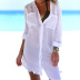 breasted solid color long sleeve loose lapel beach shirt cover-up NSMUX131417