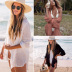 lapel long sleeve loose solid color Shirt Style beach outdoor cover-up NSMUX131421