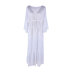 mid-sleeve v neck lace-up stitching solid color lace beach outdoor cover-up NSMUX131422