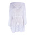 v neck long sleeve waist solid color see-through beach outdoor cover-up NSMUX131424