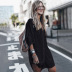 breasted solid color long sleeve lapel loose shirt-style beach outdoor cover-up NSMUX131426