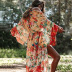 loose long sleeve lace-up flower print chiffon beach outdoor cover-up NSMUX131428
