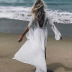 bell-sleeved backless lace-up deep v loose solid color beach outdoor cover-up NSMUX131429