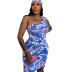 print single-shoulder tight sleeveless short dress NSMG131438