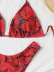 lace-up backless hanging neck snake print bikini two-piece set NSFPP131452