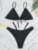 Conjunto de dos piezas de bikini de color sólido con tirantes sin espalda con cordones NSFPP131454