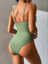 sling backless wrap chest hollow lace-up solid color one-piece swimsuit NSFPP131455
