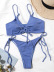 Lace Up High Waist sling backless solid color bikini two-piece set NSFPP131456
