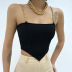 chain suspender backless slim solid color vest NSAFS131476
