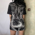 printing round neck short sleeves slim T-shirt dress NSKAJ131491