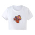 mushroom printing round neck short-sleeved slim short T-shirt NSOSY131506