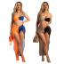 conjunto de tres piezas de bikini a juego de color delgado sin espalda que envuelve el pecho NSCYF131535