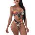 printing wrap chest sling hollow backless one-piece swimsuit NSYLH131540