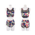 printed stitching high waist sleeveless slim swimsuit two-piece set NSYLH131541