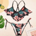 sling backless ruffle flower print bikini two-piece set NSYLH131542
