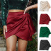 irregular slim high waist solid color satin skirt NSLDY131544