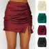 falda de satén de color sólido con cordón delgado de cintura alta NSLDY131545