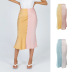 long slim high waist color matching satin skirt NSLDY131547