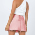 high waist slim lace-up Solid Color Satin Skirt NSLDY131548
