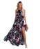 sleeveless large swing slit long flower print dress NSHM131551
