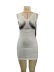 print sleeveless chain tight irregular V-neck short dress NSSD131559
