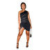 zipper solid color sleeveless oblique shoulder slim dress NSCYF131568