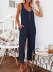 Button Solid Color sleeveless loose pocket Jumpsuit  NSJRM131572