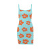 suspender low-cut backless slim flower print dress NSXE131579