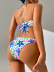 conjunto de dos piezas de bikini floral sin espalda con cuello cruzado y cuello colgante NSFPP131585