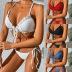 cross sling backless lace-up solid color bikini two-piece set NSFPP131586