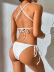 cross sling backless lace-up solid color bikini two-piece set NSFPP131586