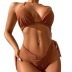hanging neck backless lace-up solid color bikini two-piece set NSFPP131589