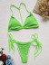 wrap chest hanging neck backless lace-up solid color bikini two-piece set NSCSY131597