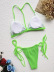 Conjunto de dos piezas de bikini de color sólido con cordones y espalda descubierta con cuello colgante en el pecho NSCSY131597