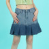 mid-waist slim Contrast Color Denim Pleated Skirt NSSFN131599