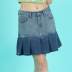 Falda plisada de mezclilla delgada de cintura media en contraste de color NSSFN131599