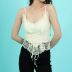 sling backless low-cut lace-up solid color lace perspective vest NSSFN131613