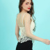 sling backless low-cut lace-up solid color lace perspective vest NSSFN131613