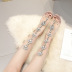 sandalias transparentes de tacón alto con hebilla de cinturón de una palabra y diamantes de imitación NSGXL131614