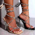 square toe cross strappy open toe high heel sandals NSGXL131618