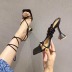 square head cross strappy open toe high-heeled sandals NSGXL131623