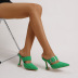 pointed toe one-word belt buckle high heel solid color slippers NSGXL131628