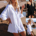 long sleeve loose lapel solid color Chiffon shirt style beach cover-up NSMUX131631